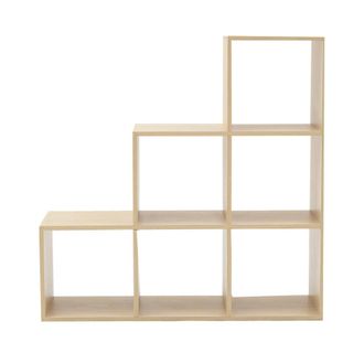Mobili Rebecca Librer&iacute;a de escalera con 6 cubos de mdf beige