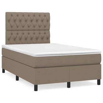 vidaXL Vidaxl - Cama Box Spring Con Colch&oacute;n Y Led Tela Gris Taupe 120x190 Cm