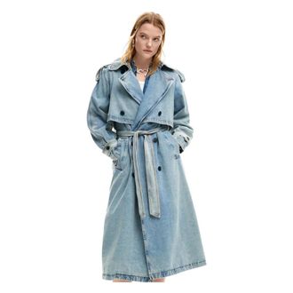 Desigual Trench Coats, female, Blue, Size: XS Chaq VIO Trench Coat