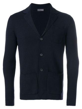 Drumohr Navy Blue Knit Wool Blazer