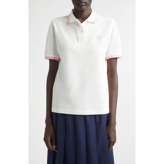 Comme Des Gar&ccedil;ons x Fred Perry Tipped Cotton Piqu&eacute; Polo in White at Nordstrom, Size X-Small