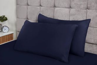 TJ Hughes Lyla Pillowcase Pair in Navy - TJ Hughes