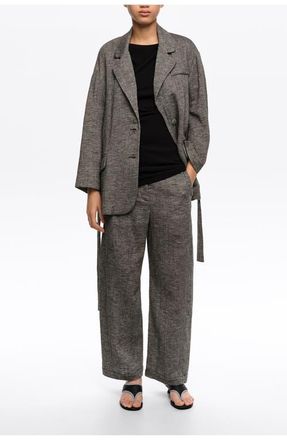 Bimba & Lola Linen Tailored Jacket in Grey at Nordstrom, Size X-Small Eu