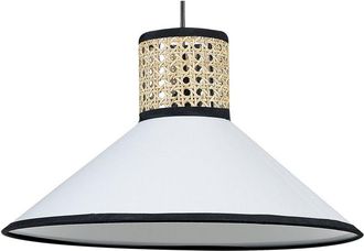 Beliani Lámpara de techo de poliéster ratán algodón natural blanco negro 188 cm Mantua