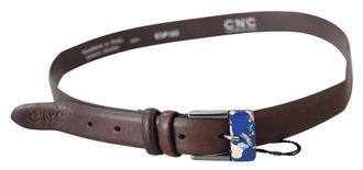 Costume National Womens Brown Genuine Leather Silver Buckle Belt