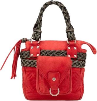Loewe Pre-owned Handbags, female, Red, Size: ONE SIZE Pre-owned Suede Handbag