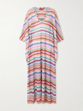 Missoni Caftano In Maglia Crochet Metallizzata A Righe - Arancione
