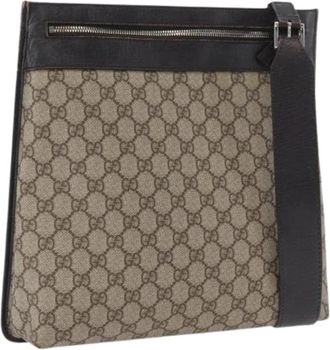 Gucci Pre-owned Vintage Canvas Schoudertas - Dames - Vintage Schoudertas - Beige - ONE Size - Leer - Vintage