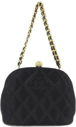Chanel Pre-owned Satin Handbag - unisex - Vintage Handtas - Zwart - ONE Size - Satijn - Vintage