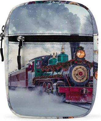 Generic Christmas Train Steam Engine Crossbody Bag Adjustable Satchel Cute Shoulder Bag Lightweight Sling Bags