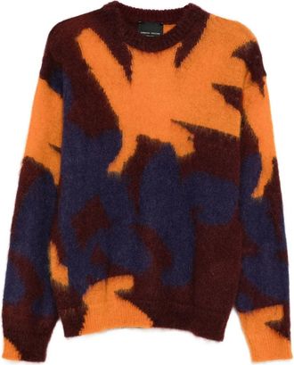 Roberto Collina Maglione Girocollo In Lana Intarsio Ikebana-Uomo