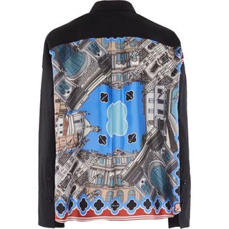 C&acirc;llas Milano Sirene Milano Print Scarf-back Shirt in Black at Nordstrom, Size 10