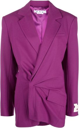 Off-white wrap-style blazer dress - women - Polyester/Virgin Wool/Viscose/Spandex/Elastane/Cupro - 38 - Purple