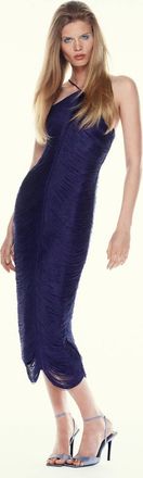 Mango Vestito midi modello frange blu - Donna - XS - MANGO