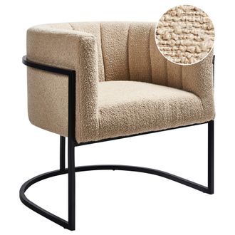 Beliani Beliani - Sill&oacute;n Decorativo Silla Estilo Moderno Boucl&eacute; Metal Negro Marco Beige Larvik Ii