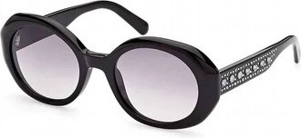 Swarovski Womens Oval Sunglasses In 01B - Black/gradient Smoke