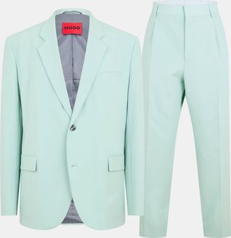 HUGO BOSS Mens Kris Teaganfx Suit in Pastel Green - Size 40 (Chest)
