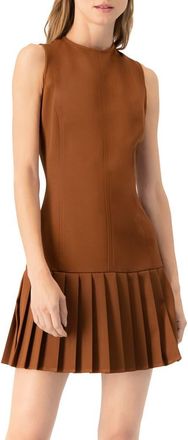 Ivonne Pleated Short Dress in Brown at Nordstrom, Size 14