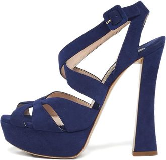 Miu Miu Sandali in pelle scamosciata con plateau - Blu