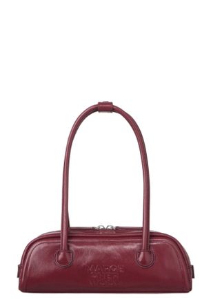 Margesherwood Wine Glossy Soft Boston EW Mini Leather Shoulder Bag