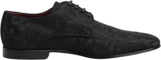 Dolce & Gabbana Zwarte Brocade Veterschoenen voor Heren