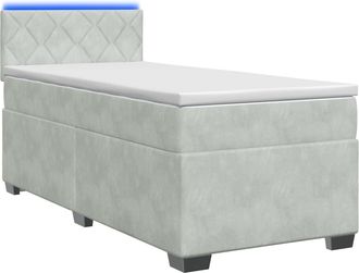 vidaXL Cama Con Base Tapizada, Colch&oacute;n Y Luz Led Gris Claro Vidaxl
