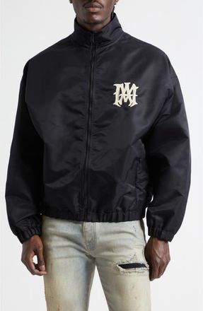 Amiri Hollywood Logo Appliqu&eacute; Blouson Jacket in Black at Nordstrom, Size Xx-Large