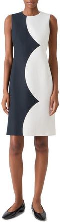 Akris Cloud Cotton & Silk Blend Sheath Dress in Black-Ecru at Nordstrom, Size 2
