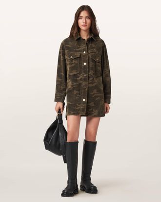 AllSaints Faye Flocked Oversized Dress