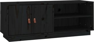 vidaXL Vidaxl - Mueble De Tv De Madera Maciza De Pino Negro 105x34x40 Cm