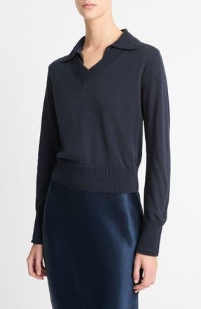 Vince Fine Gauge Collared Sweater in Navy at Nordstrom Rack, Size Xx-Small