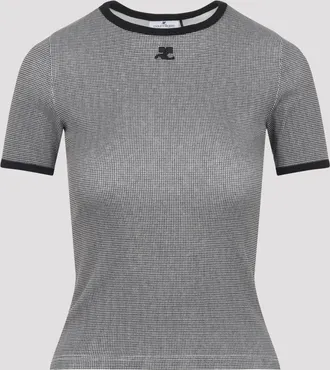Courr&egrave;ges T-shirt a contrasto pied de poule di Courr&eacute;ges