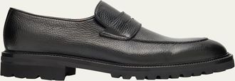 Bergdorf Goodman Mens Lug-Sole Deerskin Leather Loafers