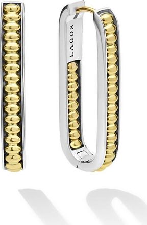 Lagos Large Two-Tone Linear Hoop Earrings in Two Tone at Nordstrom