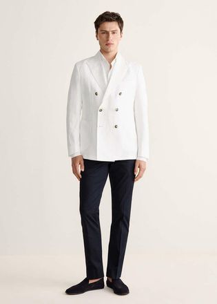 Mango Giacca completo misto lino slim-fit doppiopetto bianco - Uomo - 48 - MANGO MAN
