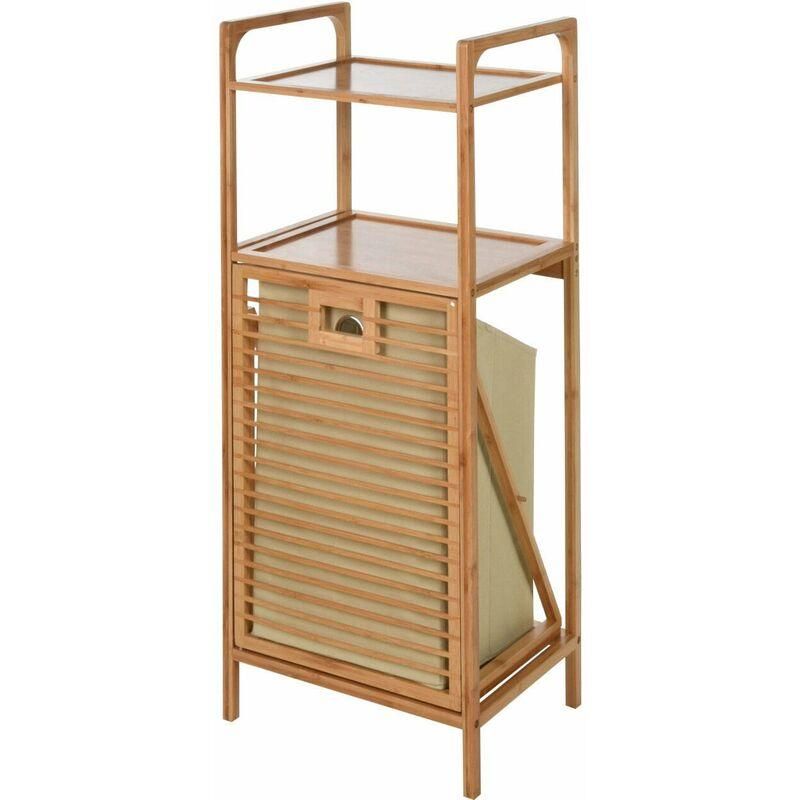 Desserte Salle De Bain Wenko Tortona - Bambou 3 Plateaux - Roulettes Avec Frein - 18x71.5x31cm