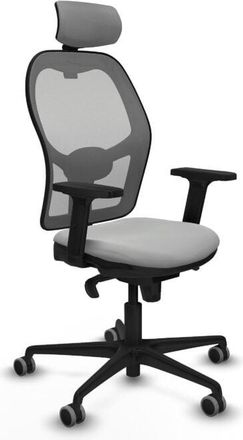 Piqueras y Crespo Piqueras Y Crespo - Jorquera sincro malla gris similpiel gris claro brazos 2D base nailon cabecero 2D ruedas 65mm engomada