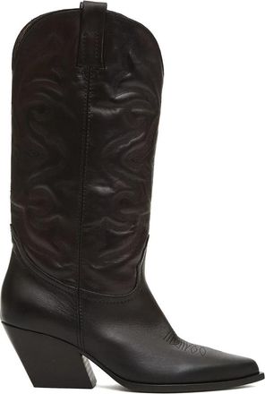 Elena Iachi Bruine Leren Cowboy Laarzen - Dames - Cowboylaarzen - Bruin - 38 1/2 EU - Schoenen