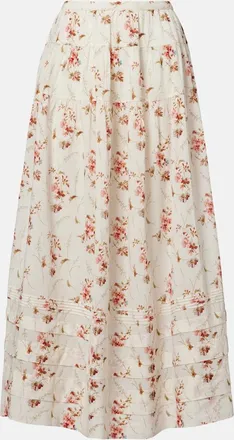 D&ocirc;en Marie floral cotton maxi skirt