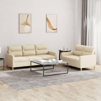 vidaXL Vidaxl - Juego De Sof&aacute;s Con Cojines 2 Piezas Tela Crema