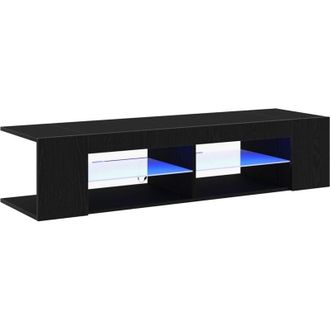 vidaXL TV Stand with LED Lights, Black Oak, 135x39x30cm, Made of Engineered Wood vidaXL