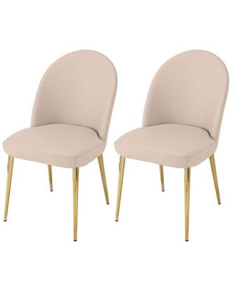 Pangea Home Vera Set Of 2 Beige & Gold Side/Dining Chairs