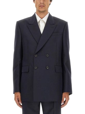 Alexander McQueen Navy Blue Solid Blazer