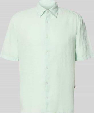 Boss Orange by Hugo Boss BOSS Orange Regular Fit Leinenhemd mit kurzem Arm Modell RASH_2_M in Tuerkis, Gr&ouml;&szlig;e XXXL