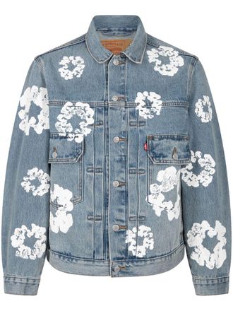 Denim Tears x Levis wreath-print denim jacket - Blue