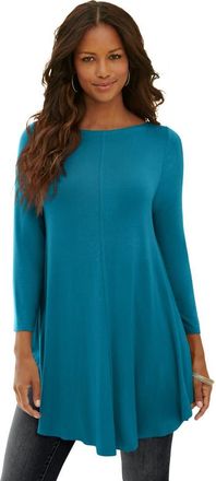 Roaman's Plus Size Boatneck Swing Ultra Drape Tunic Top in Deep Teal at Nordstrom, Size 20