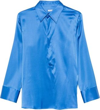 Covert point-collar blouse - women - Fabric - S - Blue