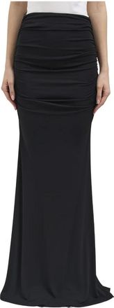 Elisabetta Franchi Gonna lunga in viscosa - Dames - Maxi Rokken - Zwart - XS - Polyester - Rokken