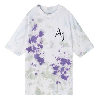 Nike Jordan Mens Air Jordan Splash Ink Color Block Alphabet Printing Casual Short Sleeve Blue T-Shirt DM1455-366