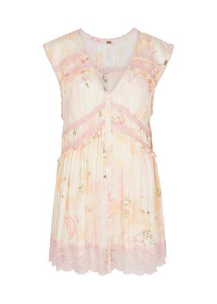 Free People Spring Fling Printed Chiffon Mini Dress - Pink - XS (UK 4-6 / XS) - XS (UK 4-6 /xs)